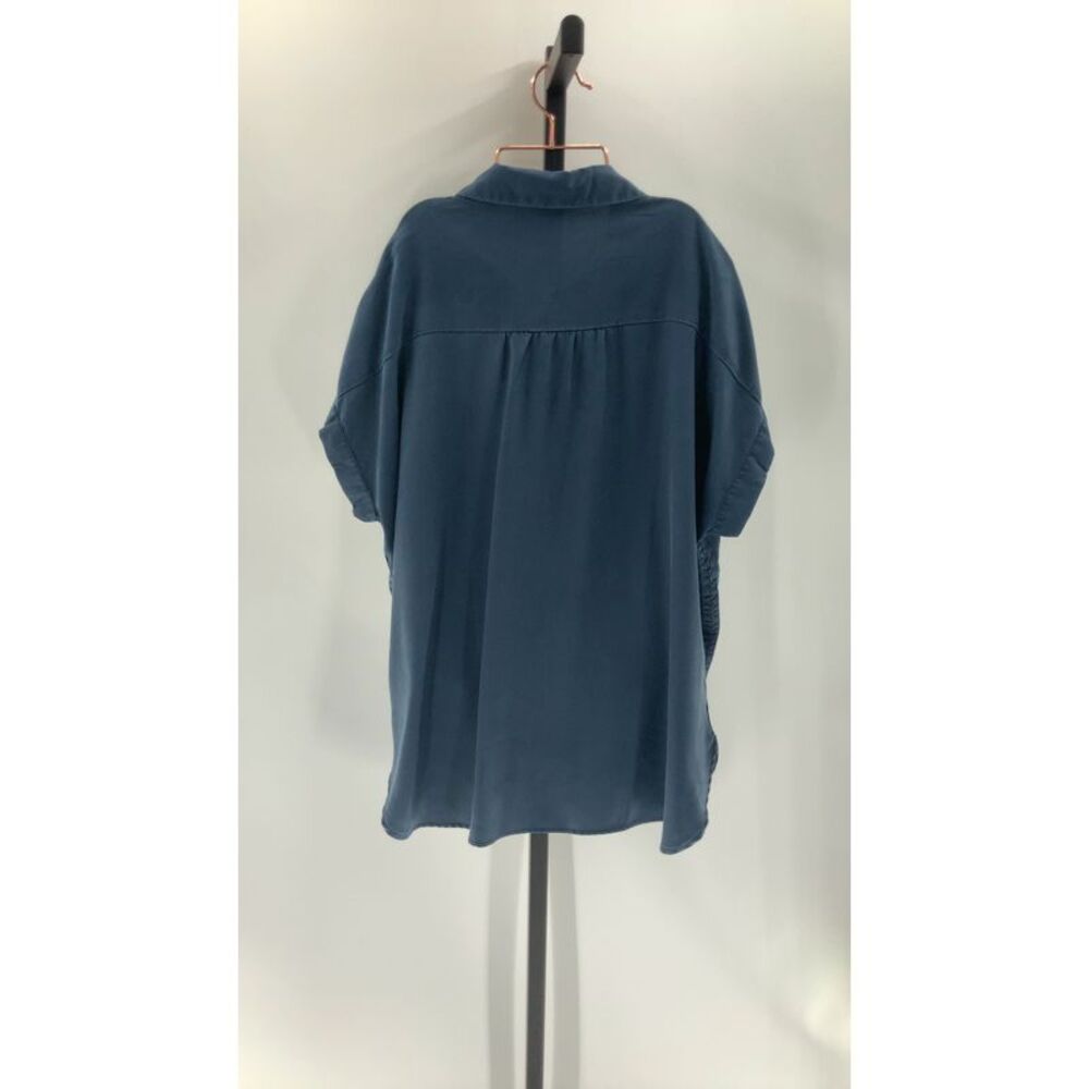 Quince Womens Vintage Wash Tencel Camp Shirt Midnight Blue Sleeved Top L - Picture 3 of 3